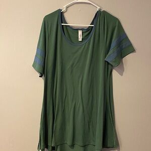 LuLaRoe Green and Blue Short Sleeve Tee